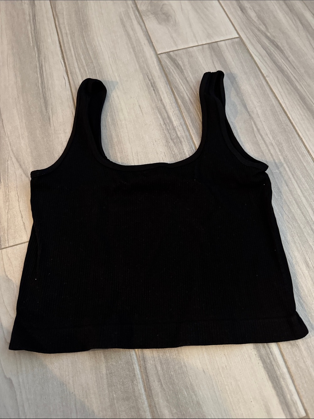 Black Ribbed Tank Crop Top